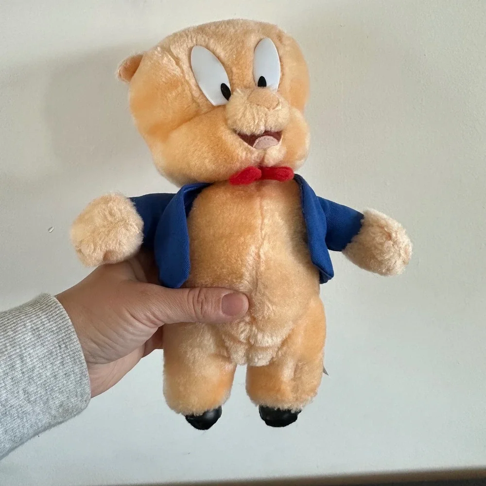 Vintage 1997 Looney Tunes Porky Pig Plush 9 inch ACE Play-By-Play Blue Jacket